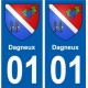 01 Dagneux ville autocollant plaque sticker
