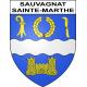 Pegatinas escudo de armas de Sauvagnat-Sainte-Marthe adhesivo de la etiqueta engomada