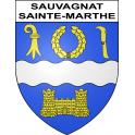 Pegatinas escudo de armas de Sauvagnat-Sainte-Marthe adhesivo de la etiqueta engomada