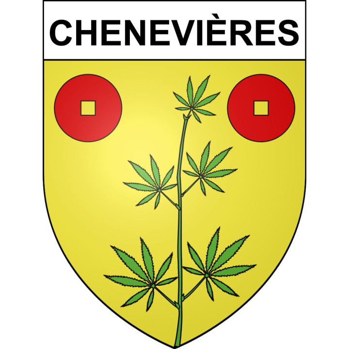 Pegatinas escudo de armas de Chenevières adhesivo de la etiqueta engomada