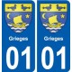 01 Grieges ville autocollant plaque sticker