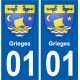01 Grieges ville autocollant plaque sticker