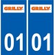 01 Grilly logo ville autocollant plaque sticker