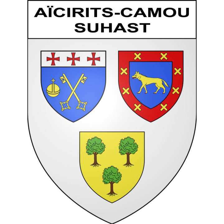 Pegatinas escudo de armas de Aïcirits-Camou-Suhast adhesivo de la etiqueta engomada