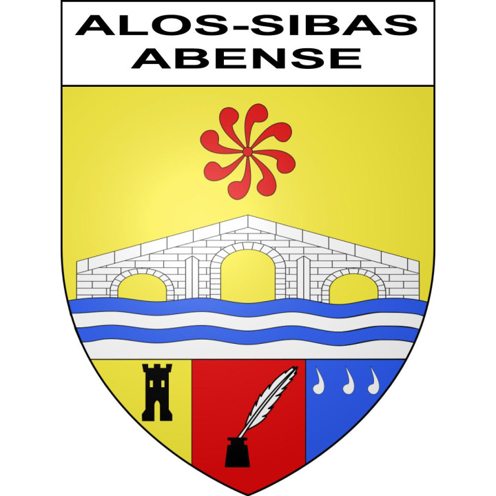 Pegatinas escudo de armas de Alos-Sibas-Abense adhesivo de la etiqueta engomada