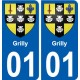 01 Grilly ville autocollant plaque sticker