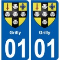 01 Grilly ville autocollant plaque sticker