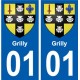 01 Grilly ville autocollant plaque sticker