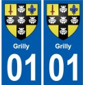 01 Grilly ville autocollant plaque sticker