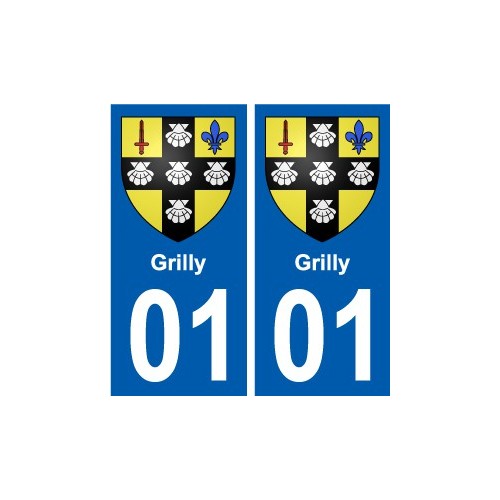 01 Grilly ville autocollant plaque sticker
