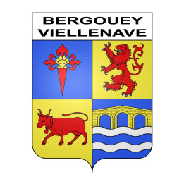 Pegatinas escudo de armas de Bergouey-Viellenave adhesivo de la etiqueta engomada