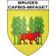 Pegatinas escudo de armas de Bruges-Capbis-Mifaget adhesivo de la etiqueta engomada