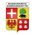 Pegatinas escudo de armas de Bussunarits-Sarrasquette adhesivo de la etiqueta engomada