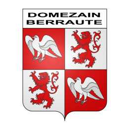 Pegatinas escudo de armas de Domezain-Berraute adhesivo de la etiqueta engomada