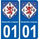01 Hauteville-Lompnes ville autocollant plaque sticker