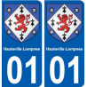 01 Hauteville-Lompnes ville autocollant plaque sticker