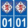 01 Hauteville-Lompnes ville autocollant plaque sticker