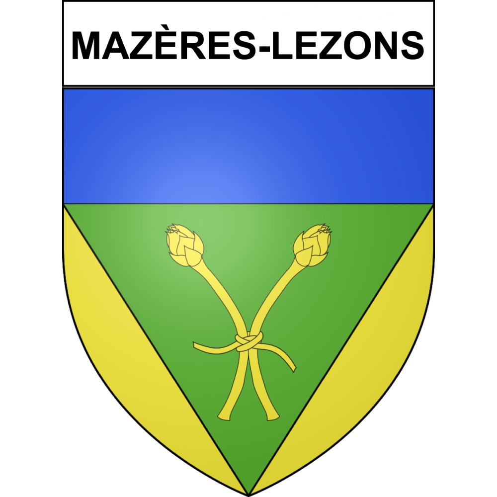 Pegatinas escudo de armas de Mazères-Lezons adhesivo de la etiqueta engomada