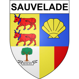 Pegatinas escudo de armas de Sauvelade adhesivo de la etiqueta engomada