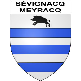 Pegatinas escudo de armas de Sévignacq-Meyracq adhesivo de la etiqueta engomada