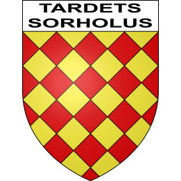 Pegatinas escudo de armas de Tardets-Sorholus adhesivo de la etiqueta engomada