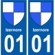 01 Izernore ville autocollant plaque sticker