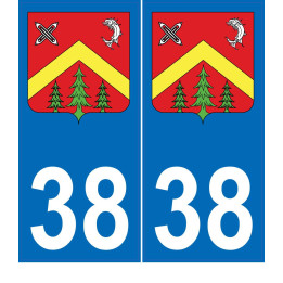 38 Les Abrets blason Isère Auvergne-Rhône-Alpes plaque immatriculation auto ville sticker logo725