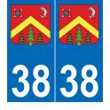 38 Les Abrets blason Isère Auvergne-Rhône-Alpes plaque immatriculation auto ville sticker logo725