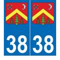 38 Les Abrets blason Isère Auvergne-Rhône-Alpes plaque immatriculation auto ville sticker logo725
