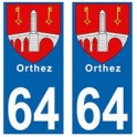 64 Orthez aufkleber platte