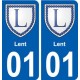 01 Lent ville autocollant plaque sticker