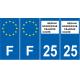 Lot de 4 autocollants bleu 25 DOUBS Bourgogne-Franche-Comté - F Europe nouvelles régions plaque immatriculation voiture
