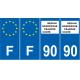 Lot de 4 autocollants bleu 90 TERRITOIRE DE BELFORT Bourgogne-Franche-Comté - F Europe nouvelles régions plaque immatriculation