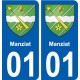 01 Manziat ville autocollant plaque sticker