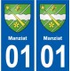 01 Manziat ville autocollant plaque sticker