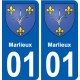 01 Marlieux  ville autocollant plaque sticker