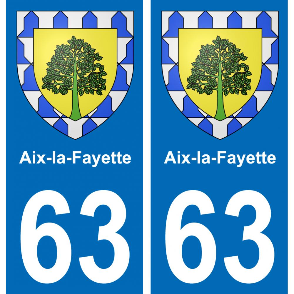 63 Aix-la-Fayette escudo de armas de la etiqueta engomada de la placa de pegatinas de la ciudad