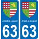 63 Anzat-le-Luguet coat of arms sticker plate stickers city