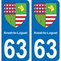 63 Anzat-le-Luguet coat of arms sticker plate stickers city