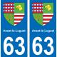 63 Anzat-le-Luguet coat of arms sticker plate stickers city