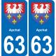 63 Apchat blason autocollant plaque stickers ville