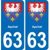 63 Apchat escudo de armas de la etiqueta engomada de la placa de pegatinas de la ciudad