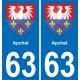 63 Apchat blason autocollant plaque stickers ville