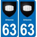 63 Artonne escudo de armas de la etiqueta engomada de la placa de pegatinas de la ciudad