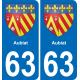 63 Aubiat blason autocollant plaque stickers ville