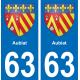 63 Aubiat blason autocollant plaque stickers ville