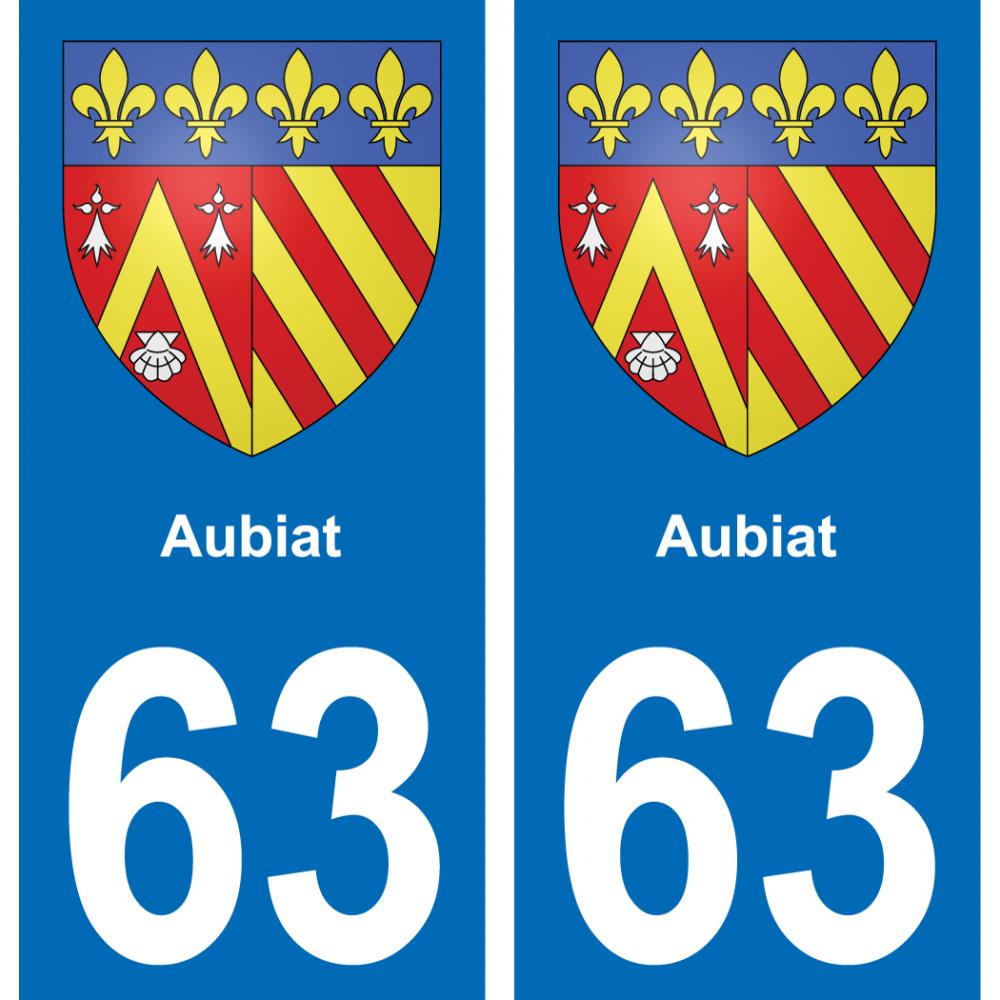 63 Aubiat escudo de armas de la etiqueta engomada de la placa de pegatinas de la ciudad