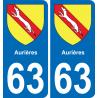 63 Aurières wappen aufkleber typenschild aufkleber stadt