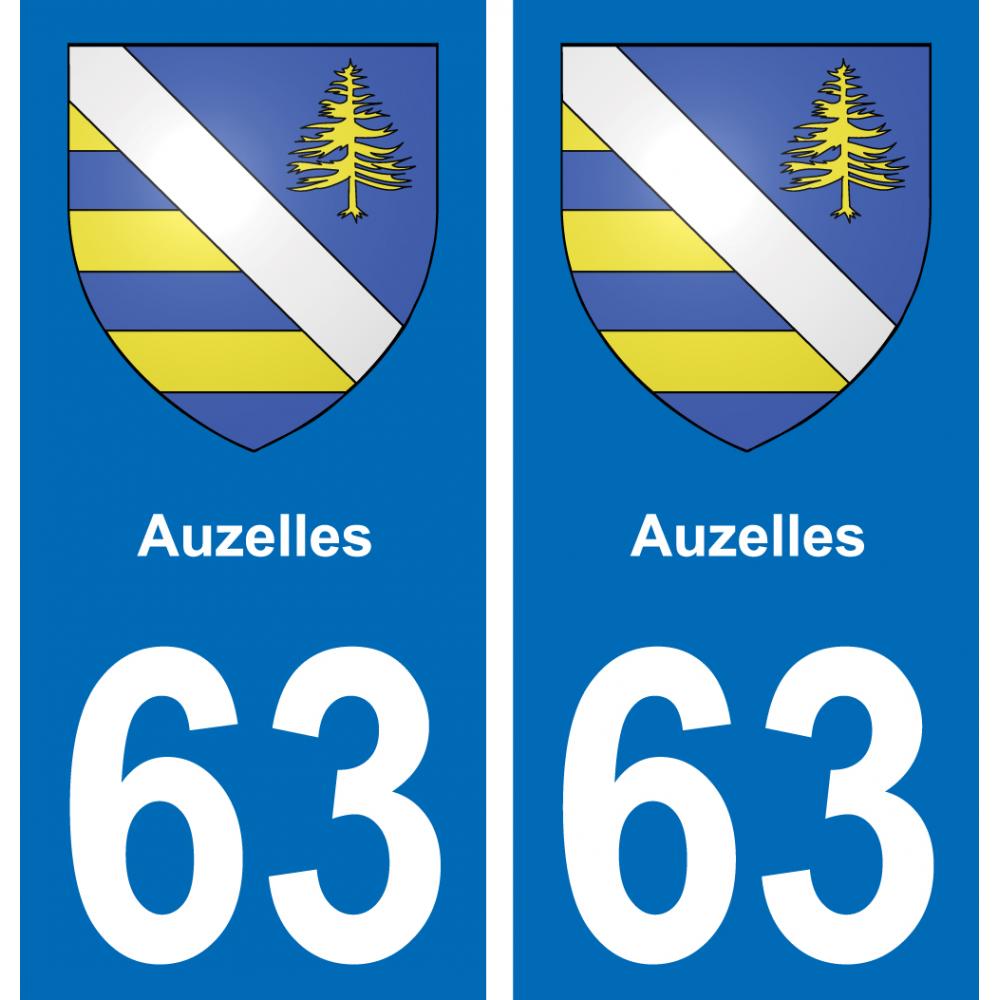 63 Auzelles escudo de armas de la etiqueta engomada de la placa de pegatinas de la ciudad