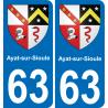 63 Ayat-sur-Sioule wappen aufkleber typenschild aufkleber stadt